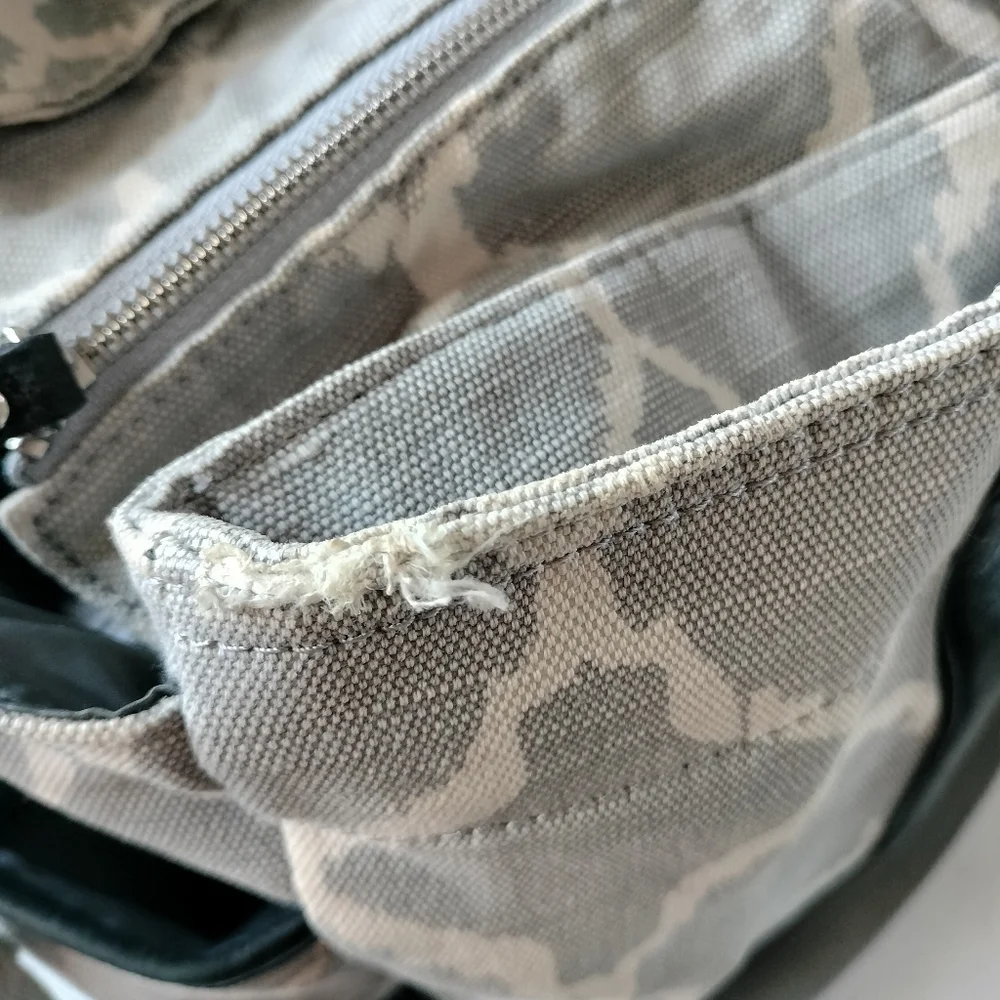 Pottery Barn Kids Gray Ikat Baby Diaper Bag Tote Travel Removable Strap
